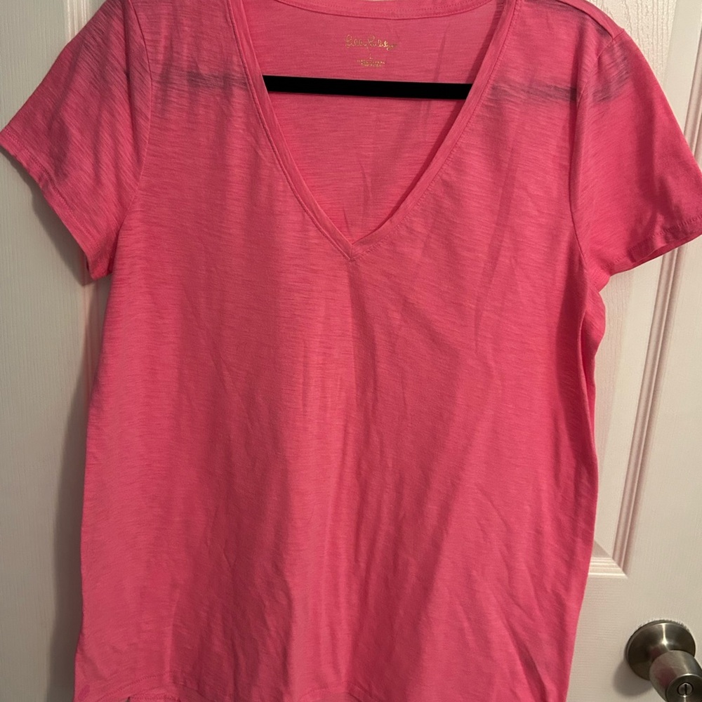 Lilly Pulitzer Bright Pink V-Neck Tee